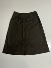 Nice Woman Brown Skirt with Embroidered Detail Size 10 Midi ,zipper on the side