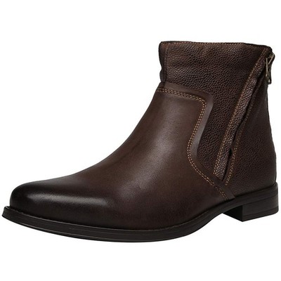 Mens Genuine Leather Western Vintage Chukka Boots Zip Up Ankle Boots ...