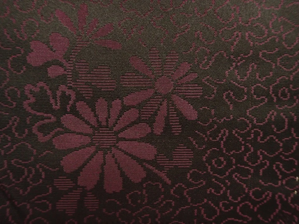 5822T08z500 Vintage Japanese Kimono Silk LONG HAORI Flowers Dark grape - Image 4 of 4