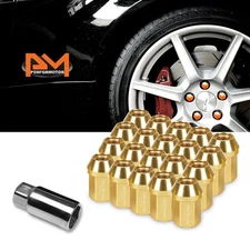 M12X1.25 Gold JDM Closed End Acorn Hex Wheel Lug Nuts+Extension 25mmx35mm 20Pc