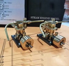 Mini In-line Twin Cylinder Steam Engine Model - Physics Experiment Toy (1 Pcs)