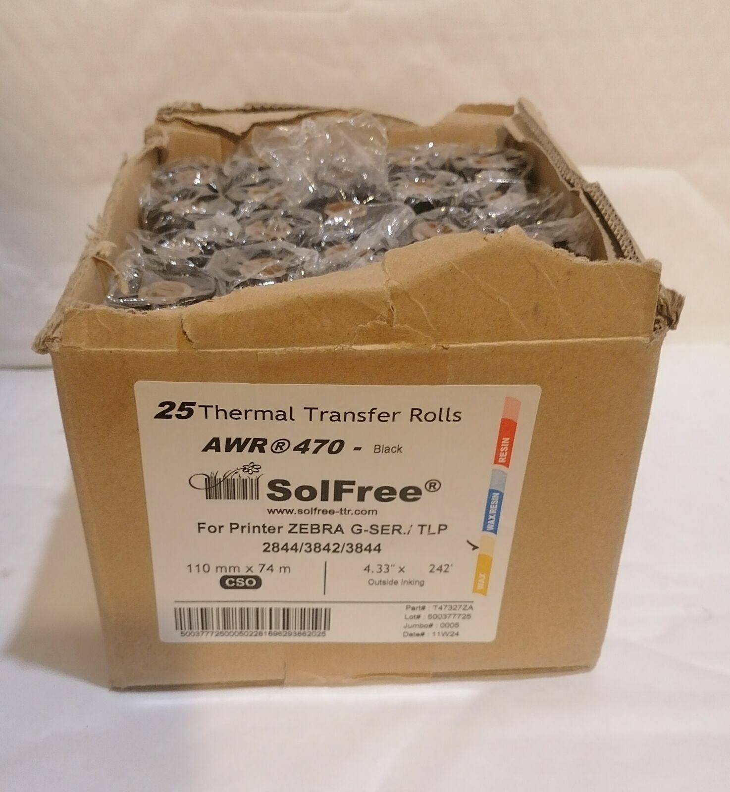 AWR 470 Rouleaux Transfert Thermique anti-bavure pour corriger les défauts de scan de codes-barres