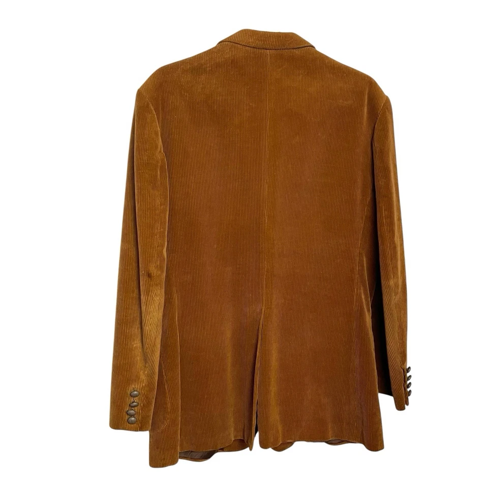 Abrigo Blazer Deportivo Pana De Colección Para Hombres 44L Tostado Camel 100% Algodón 2 Botones Ventilados Foto 2 de 4