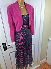 Abito e giacca/outfit Condici nero e rosa a pois MOB, UK 12, ottime condizioni