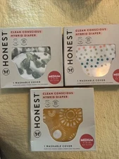 Honest Hybrid Cloth Muslin Diaper Cover with Pocket-Sling Medium (12-25 lbs) New