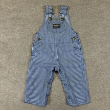 Vintage Oshkosh B'Gosh Kids Infant 6-9M Hickory Blue Stripe Vestbak Overalls USA