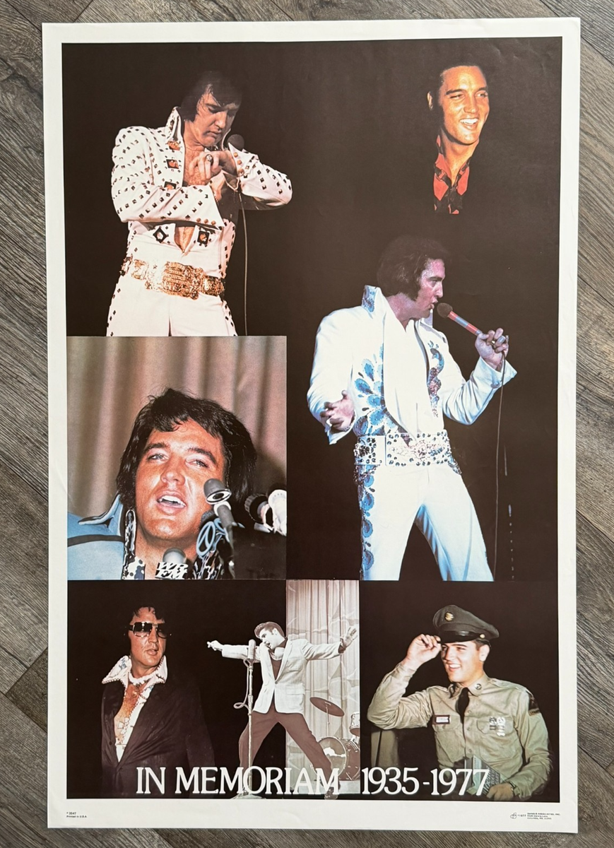 ELVIS PRESLEY Vintage Poster In Memoriam Collage Tribute 1935-1977
