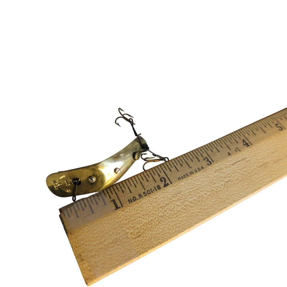 Señuelo de pesca Helin's Swimmerspoon marrón negro con caja de papel Detroit Mich metal Foto 4 de 4