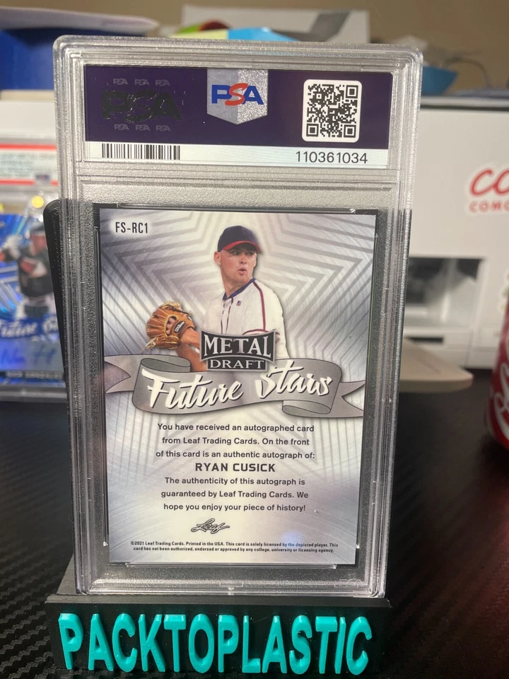 2021 Leaf Metal Draft Future Stars Silver Crystals Ryan Cusick FS-RC1 Aut PSA 10 - Image 2 of 2