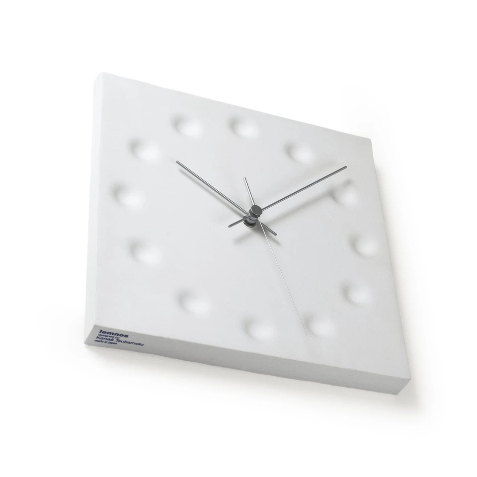 Lemnos Drops Draw The Existance KC03-23 Wall Clock White Square pottery Battery - Image 4 of 4