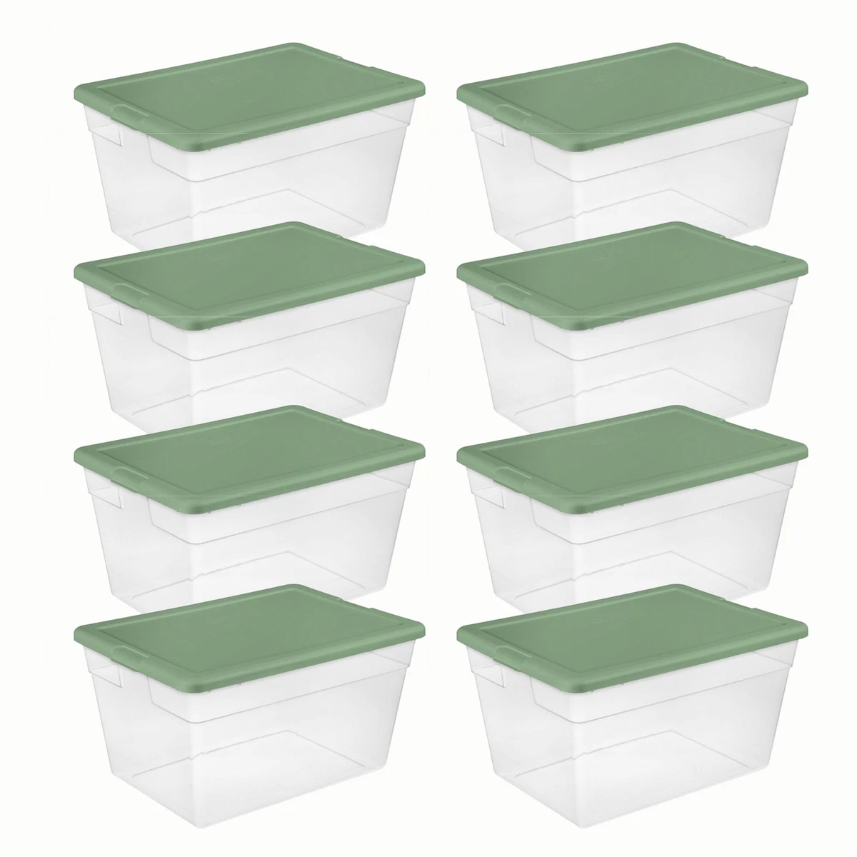 Sterilite Stackable 6 qt Storage Tote Box Container, Crisp Green (5 Pack)