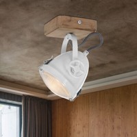 Deckenleuchte Spotlampe Deckenstrahler Led Schwenkbar Holz Eiche Metall Weiß