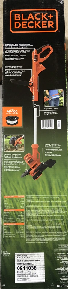 Black and Decker BESTE620 14 inch 6.5 Amp Electric Easyfeed String Trimmer - Image 2 of 4