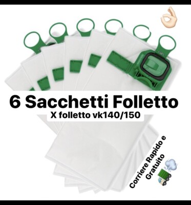 Sacchetti Folletto Vk150 Kit Ricambi Per Folletto VK140/VK150 - 6 Sacchetti Microfibra, Filtri E Profumini - Compatibile Vorwerk Sacchetti Aspirapolvere - Foto 10