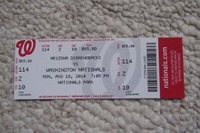 NATIONALS VS DIAMONDBACKS 8/18/2014 FULL TICKET ~ ADAM LAROCHE (WALKOFF HR)