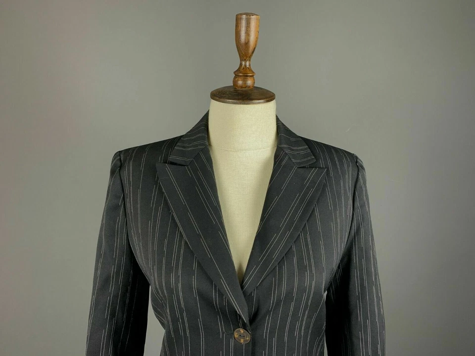 Chaqueta Blazer Clásica Damas Kenzo Jungle Negra Lana Rayas 2 Botones Talla 38 Foto 2 de 4