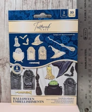 Tattered Lace Metal Cutting Dies Halloween Pumpkin Raven Spider Witch Broom Web