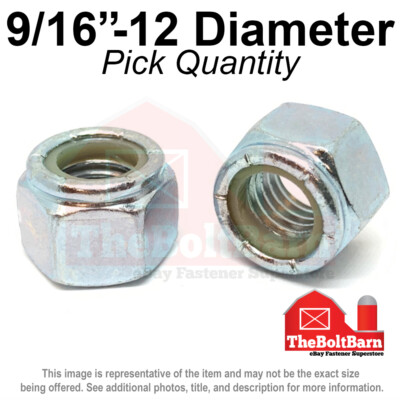 9/16''-12 Grade A Nylon Insert Finished Hex Nut Zinc Coarse Gr2 Nylok (Pick Qty)