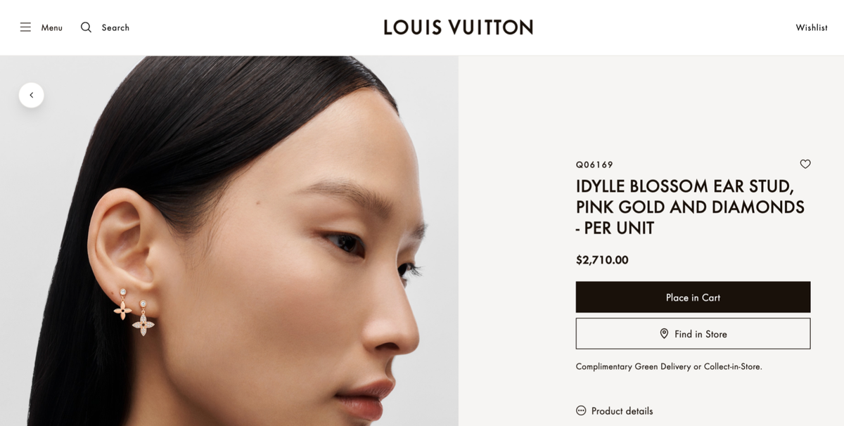 NIB ** LOUIS VUITTON - IDYLLE BLOSSOM EAR STUDS, PINK GOLD AND