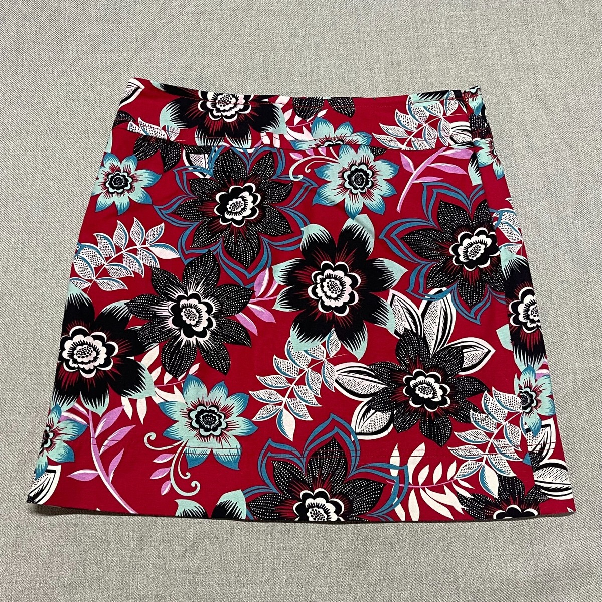 Cotton Stretch Floral Mini Skirt Mexican Floral Embroidered Mini