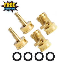 2 Set Heavy Duty Brass Hose Nozzle, Pressure Jet Nozzle with Hose Shutoff Valve,