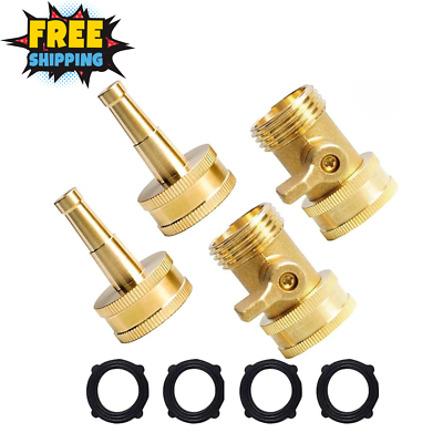 #ad 2 Set Heavy Duty Brass Hose Nozzle Pressure Jet Nozzle with Hose Shutoff Valve $15.99