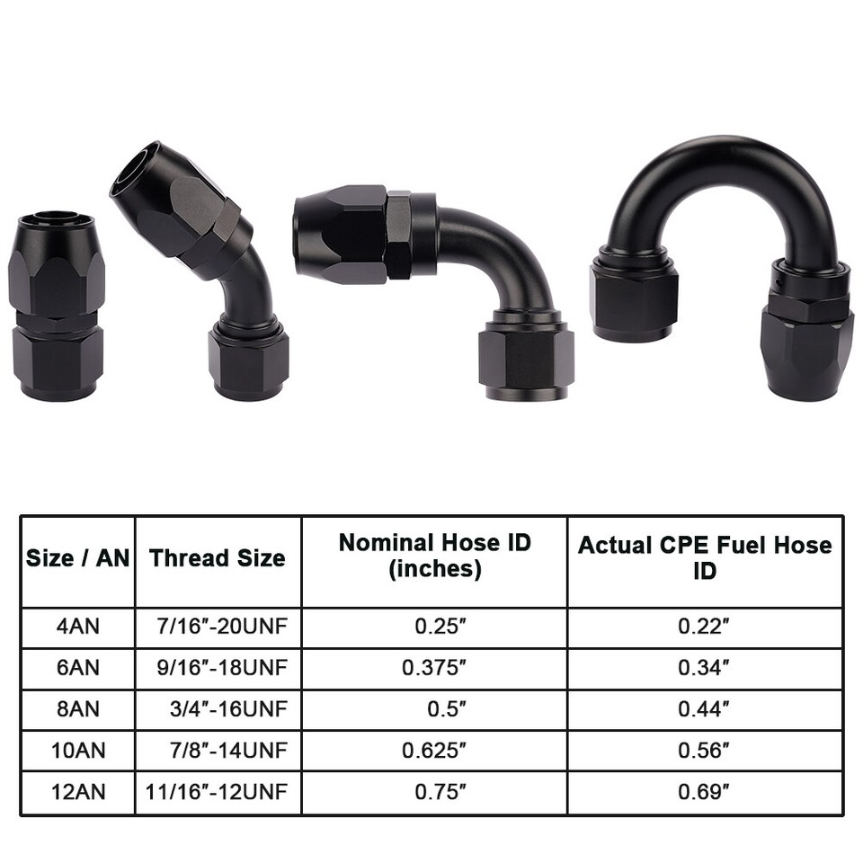 1/2/4/10pcs Swivel Hose End Fittings 4AN 6AN 8AN 10AN 12AN Fuel Line ...