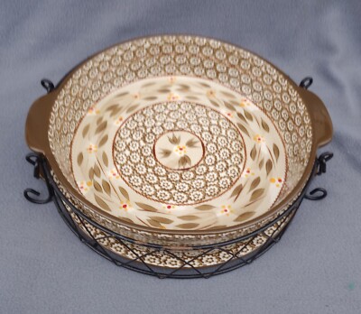 Temptations Old World Brown - Large Round Serving Dish with Trivet & Wire Rack