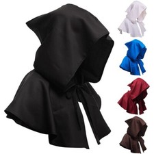 Medieval Friar Cowl Hat Halloween Monk Priest Pagan Cosplay Hooded Cloak Hat