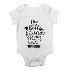 Personalised My Best Friend is my Cat Baby Grow Vest Pet Feline Kitten Bodysuit