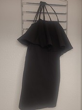 Selfie Leslie Black Sholder Strap Bodycon Dress, Ruffle, Small