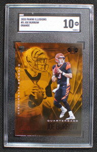 🌟 JOE BURROW - 2020 Panini Illusions ORANGE Rookie RC #5 - SGC 10 COLOR MATCH
