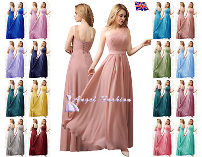 Ein Schulter Träger Chiffon Spitze Top Brautjungfer Abschlussball Party Maxikleid Korsett Rücken