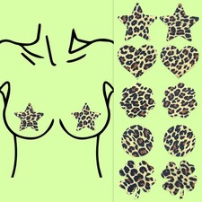 50Pairs Disposable Satin Leopard Nipple Covers Breathable Anti-Exposure Bra Pads