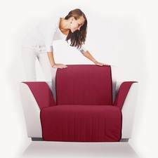 Copripoltrona salvadivano trapuntato Caleffi Bicolor in cotone- poltrona bordeau