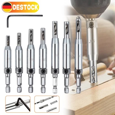 MARKENLOS 7 Tlg Zentrierbohrer Scharnierbohrer Set Selbstzentrierende Bohrer für Fenster