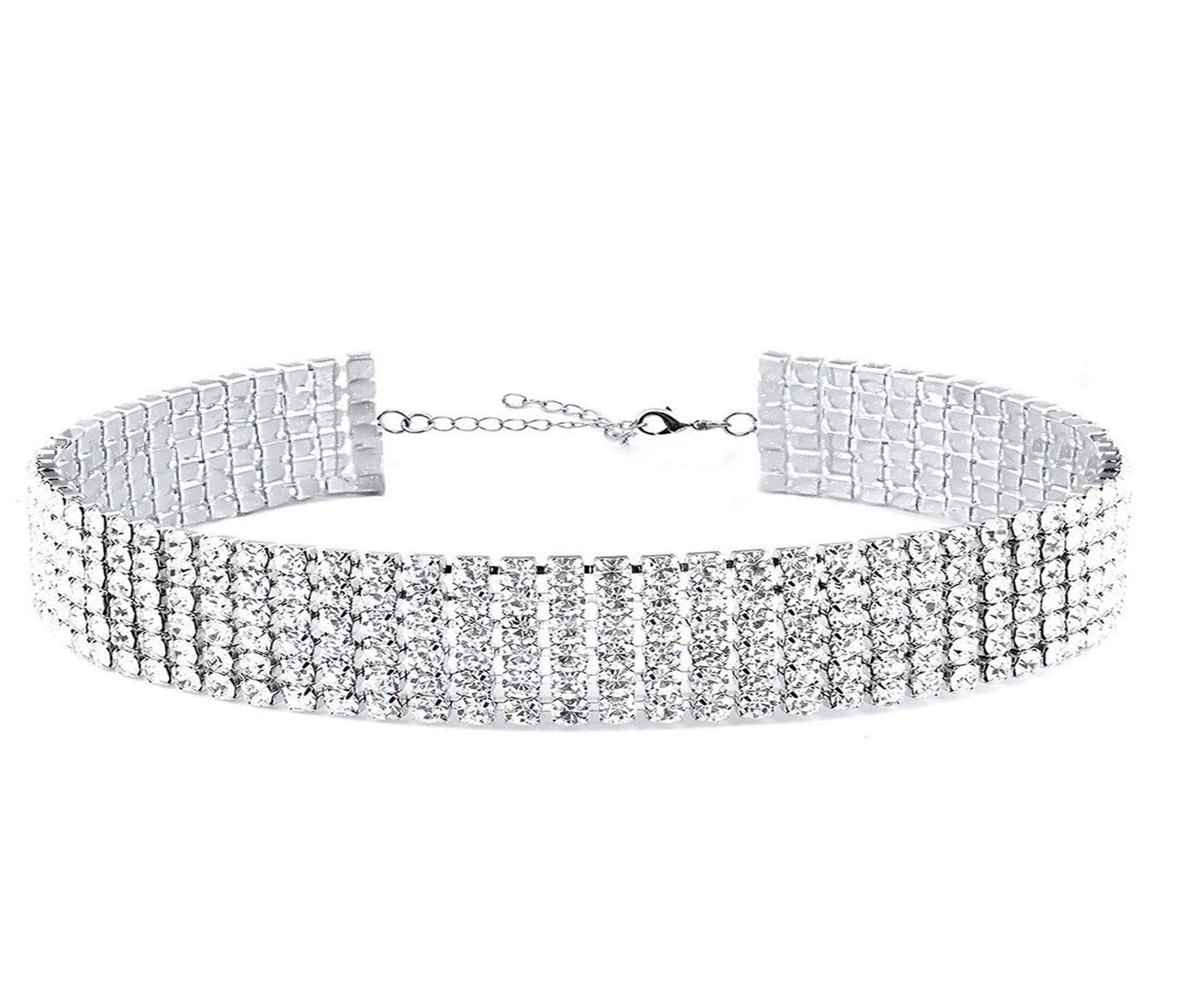 Choker Necklace for Women Silver Diamond Chain Necklace Wedding Prom Costume Jew