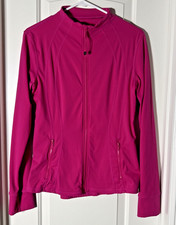 Slim Fit Workout Jacket Full Zip Up - Magenta, sz L fits like an M