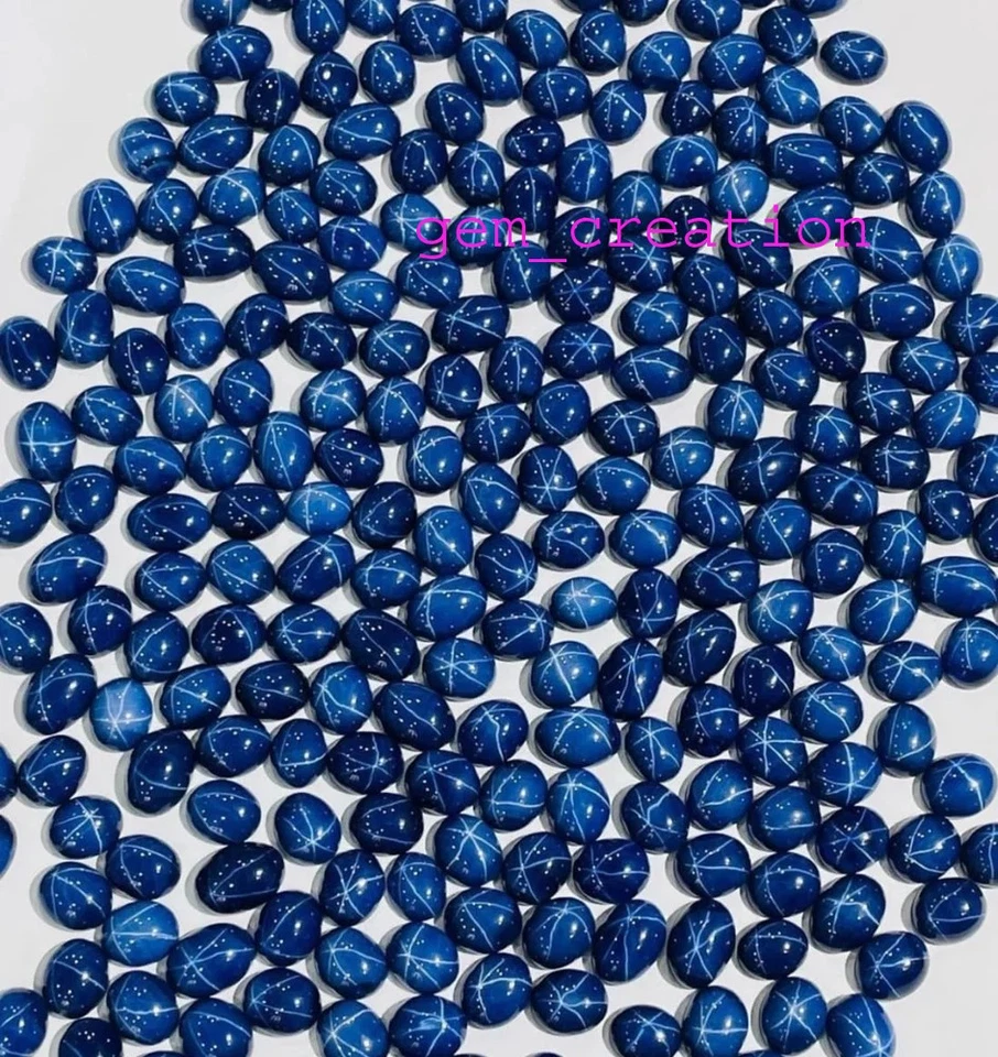 4.00-5.00 Carat. Blue Star Sapphire Oval Cabochon Loose Gemstone (8 x 10 x 4 mm) - Image 3 of 4