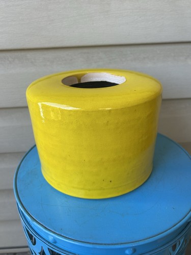 Vintage MCM Yellow Fat Cylinder Mod Studio Art Pottery Vase Signed 5.5”x 8”