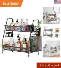 2-Tier Bathroom Organizer Countertop, Metal Wire Mesh Bathroom Counter Organi...