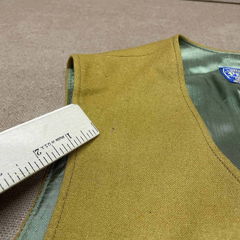 Chaleco de lana Pendleton vintage para hombre pequeño amarillo mostaza chaleco forrado botones Foto 4 de 4