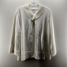 Croft and Barrow Sweater Womens XL White Cardigan Long Sleeve Top Button