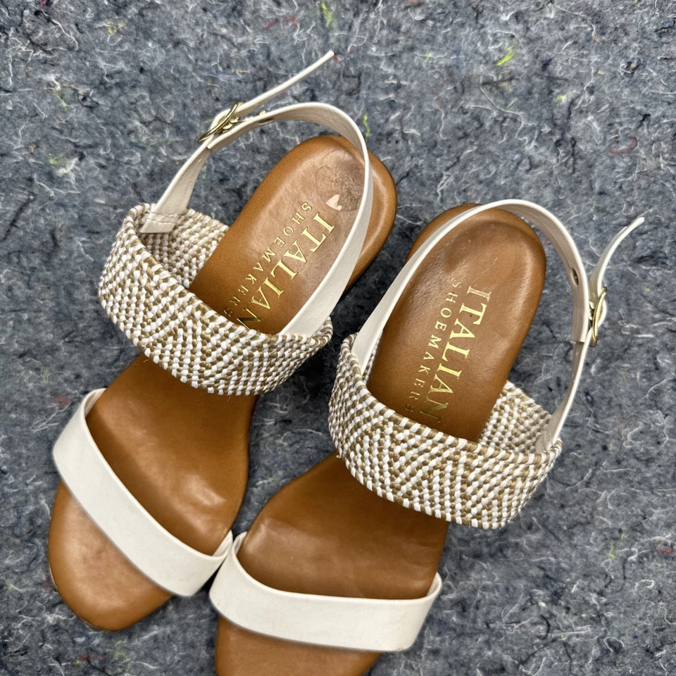 Italian Shoemakers Infamous White Brown Aztec Sandals Women’s Size 7 M - Image 2 of 4