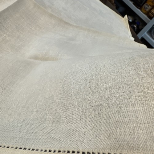 Off White Irish Linen Napkins w/ Hemstitching Floral Antique Lot 10 20" Square - Picture 3 of 8