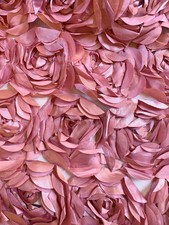 Maci DUSTY PINK 3-D Floral Polyester Satin Rosette on Mesh Fabric by the Yard