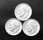 1947 P-D-S 10c  Lot of (3) SILVER Roosevelt Dimes. Better Grade Year Set (R186)