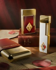 ST DUPONT LIMITED ED ROMEO Y JULIETA TWIGGY CIGAR LIGHTER WHITE LACQ GOLD 030150