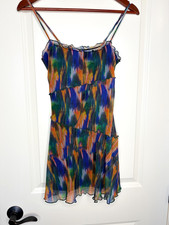 Urban Outfitters Moxie Dress Size XS Slip Mesh Abstract Multi Color Orange Blue