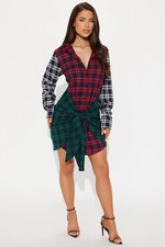 Fashion Nova No Nonsense Plaid Mini Dress Red Combo